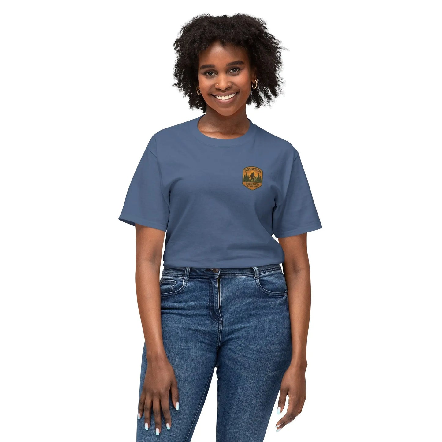 Adventure Patch T-Shirt — Vintage Mountain Forest Logo Tee | Outdoors Lifestyle Shirt