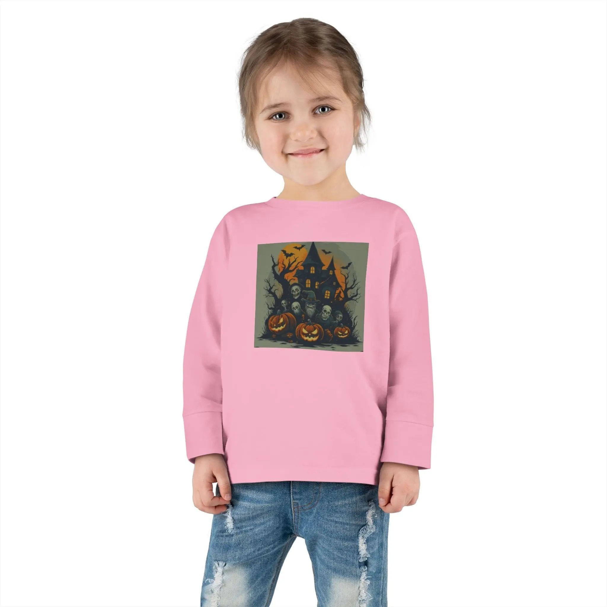 Toddler Halloween Long Sleeve Tee – Spooky Ghosts, Cute Pumpkin Shirt, Costume & Fall Outfit, Kids Party Wear Printify