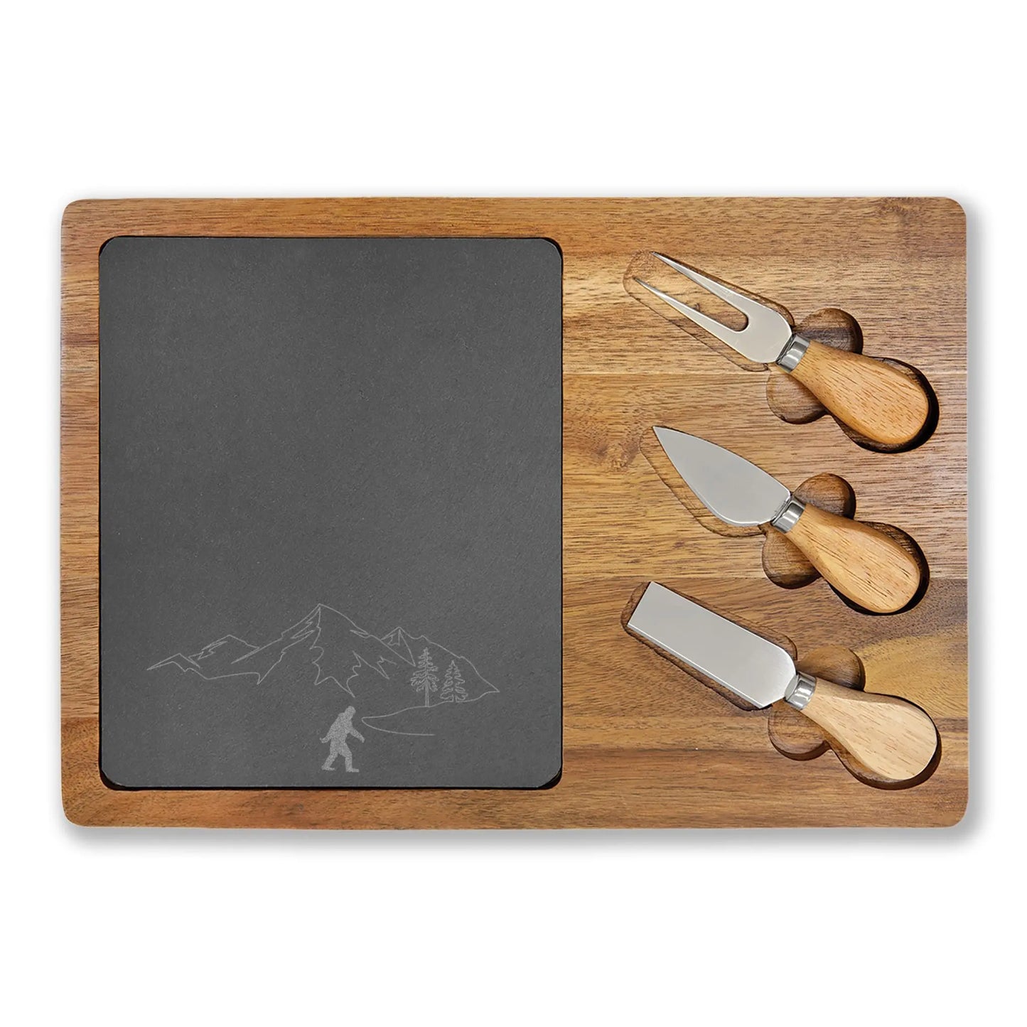 Engraved Acacia & Slate Charcuterie Board – Mountain Design Printify