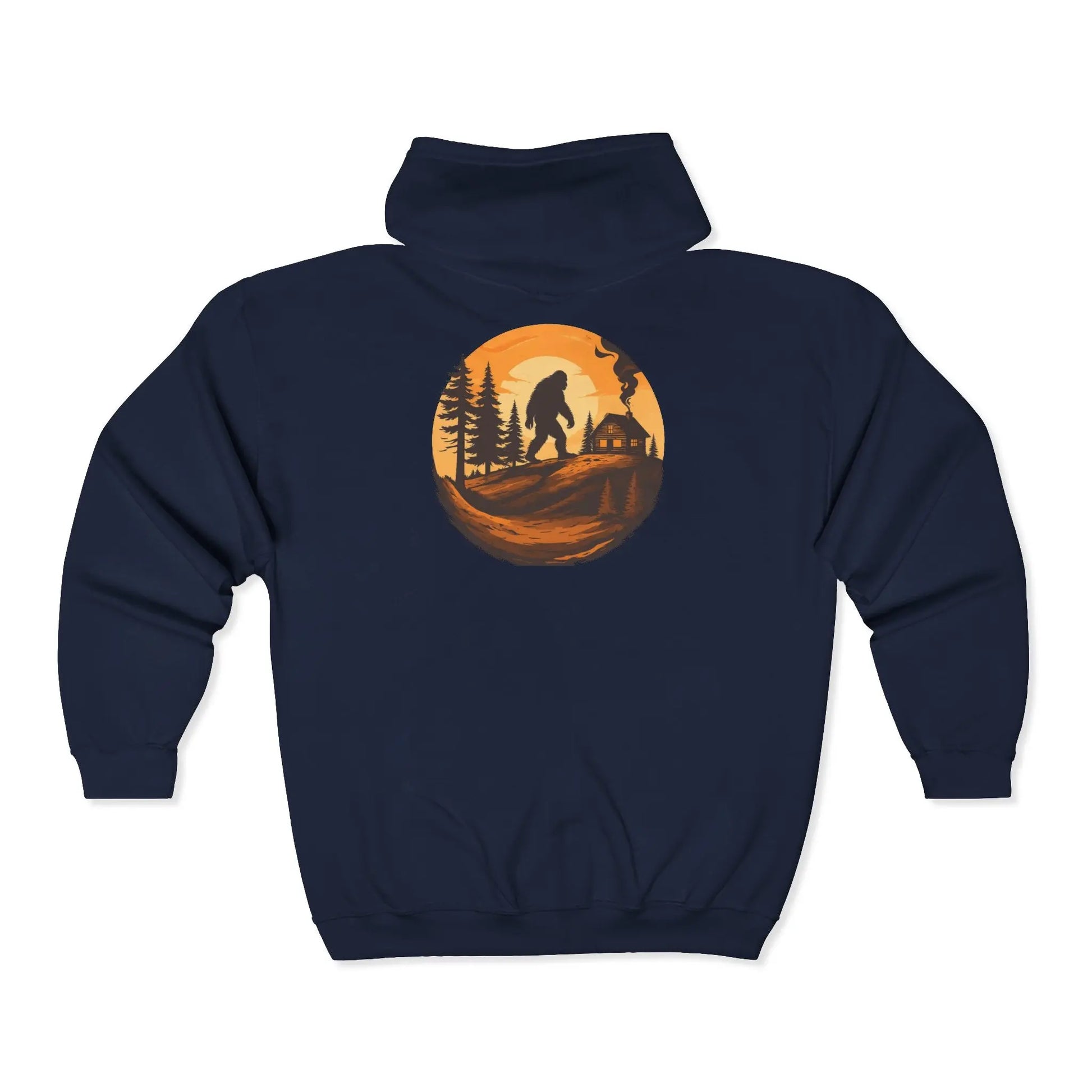 Bigfoot Woodland Zip Hoodie — Sasquatch Sunset Forest Full-Zip Sweatshirt Printify