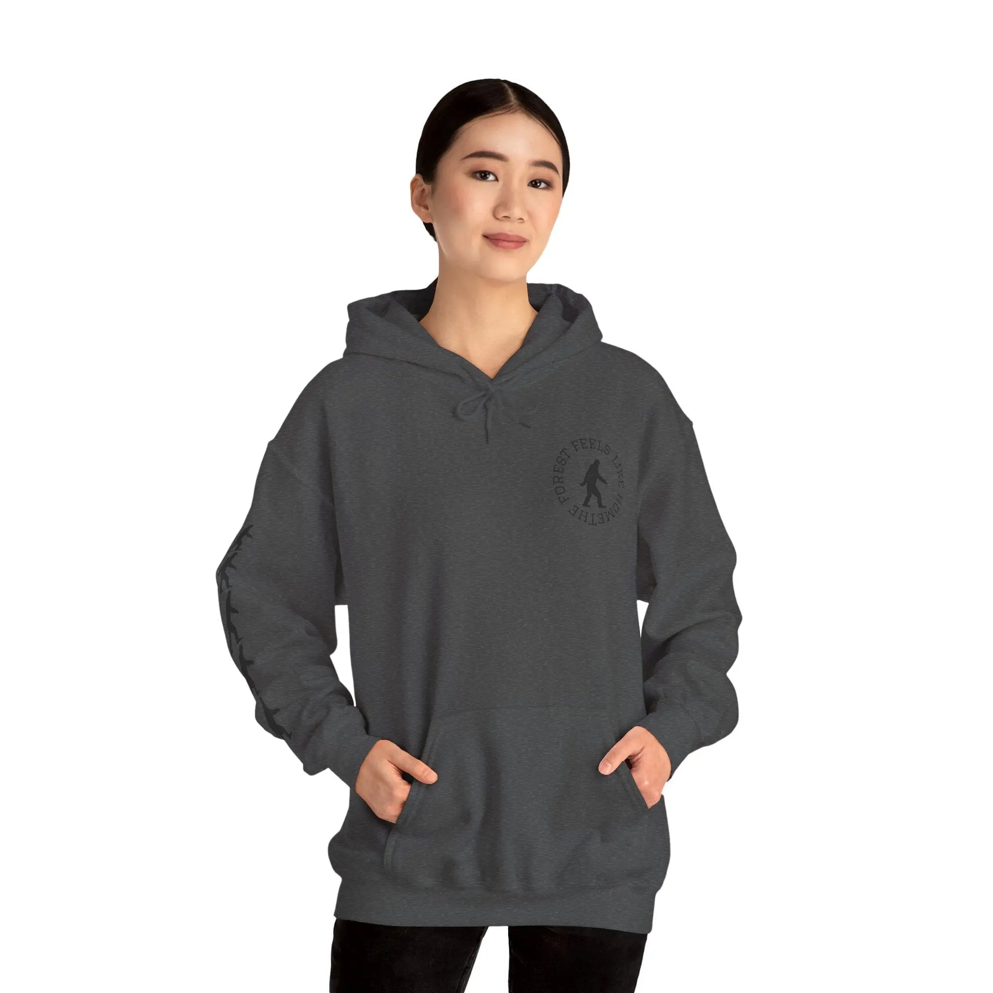 Bigfoot Forest Hoodie — Sasquatch Silhouette Sunset Pullover Printify