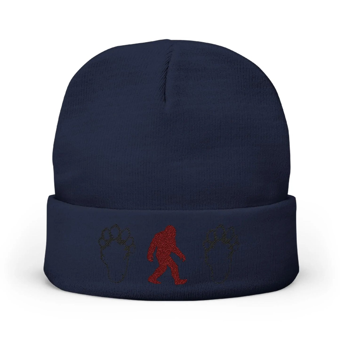 Embroidered Sasquatch Beanie – Cozy Knit Hat for Bigfoot Lovers Printify