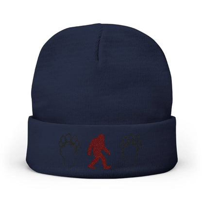 Embroidered Sasquatch Beanie – Cozy Knit Hat for Bigfoot Lovers Printify