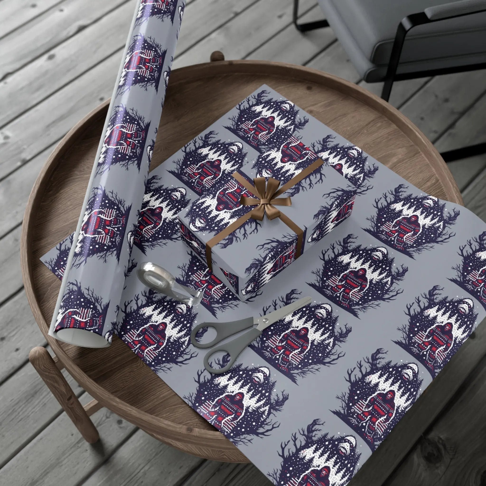 Cozy Bigfoot Gift Wrap Papers – Unique Eco-Friendly Wrapping for Nature Lovers, Holidays & Celebrations Printify