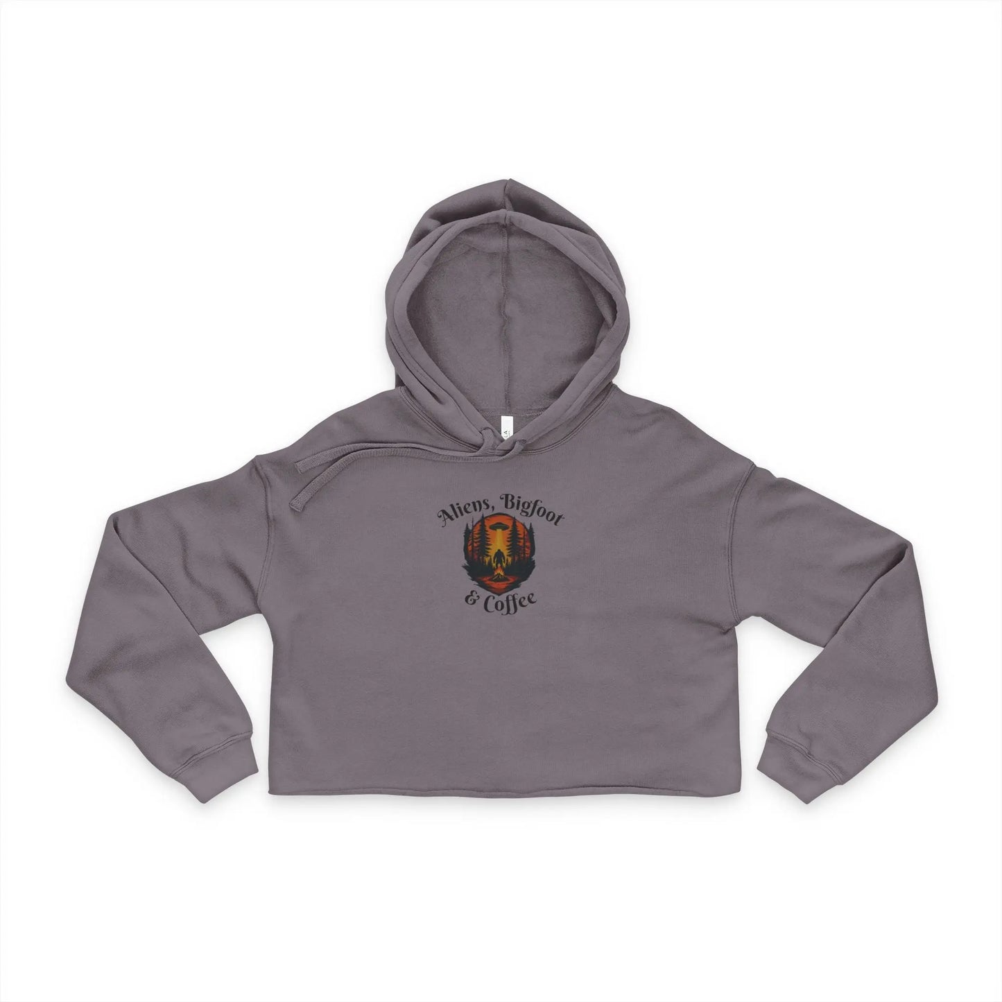 Aliens, Bigfoot and Coffee Cozy Women's Cropped Hoodie - Squatch Wear