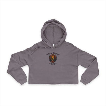 Aliens, Bigfoot and Coffee Cozy Women's Cropped Hoodie - Squatch Wear