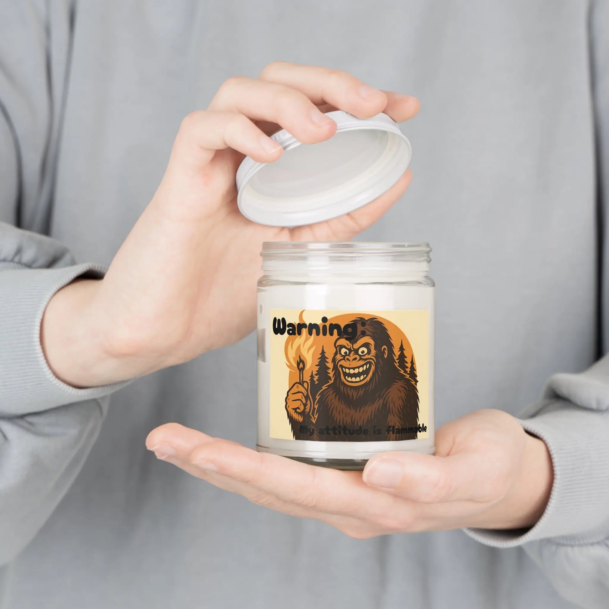 Warning: My Attitude Is Flammable Soy Candle — 9oz Jar Printify