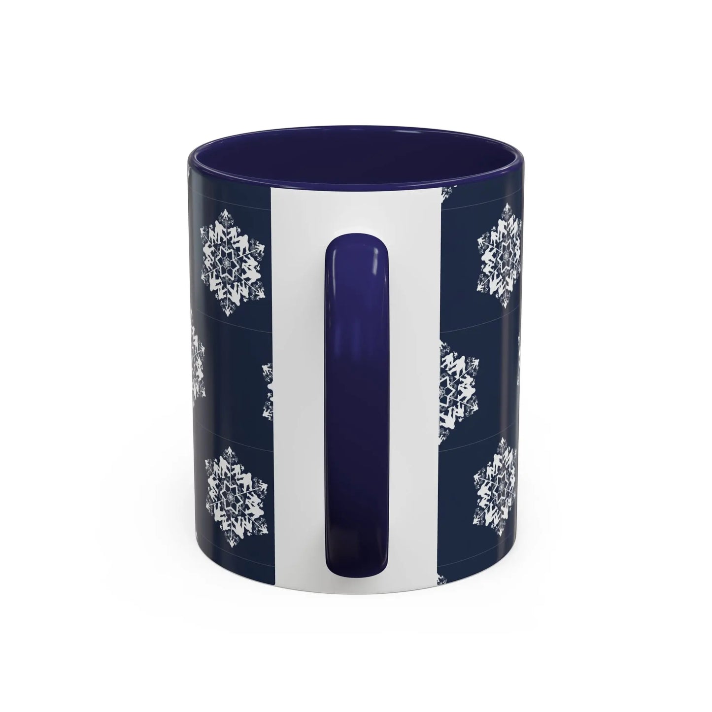 Bigfoot Snowflake Accent Coffee Mug – Navy Holiday Ceramic Cup (11oz/15oz) Printify