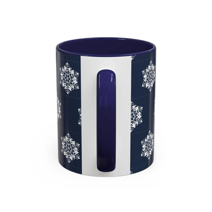 Bigfoot Snowflake Accent Coffee Mug – Navy Holiday Ceramic Cup (11oz/15oz) Printify