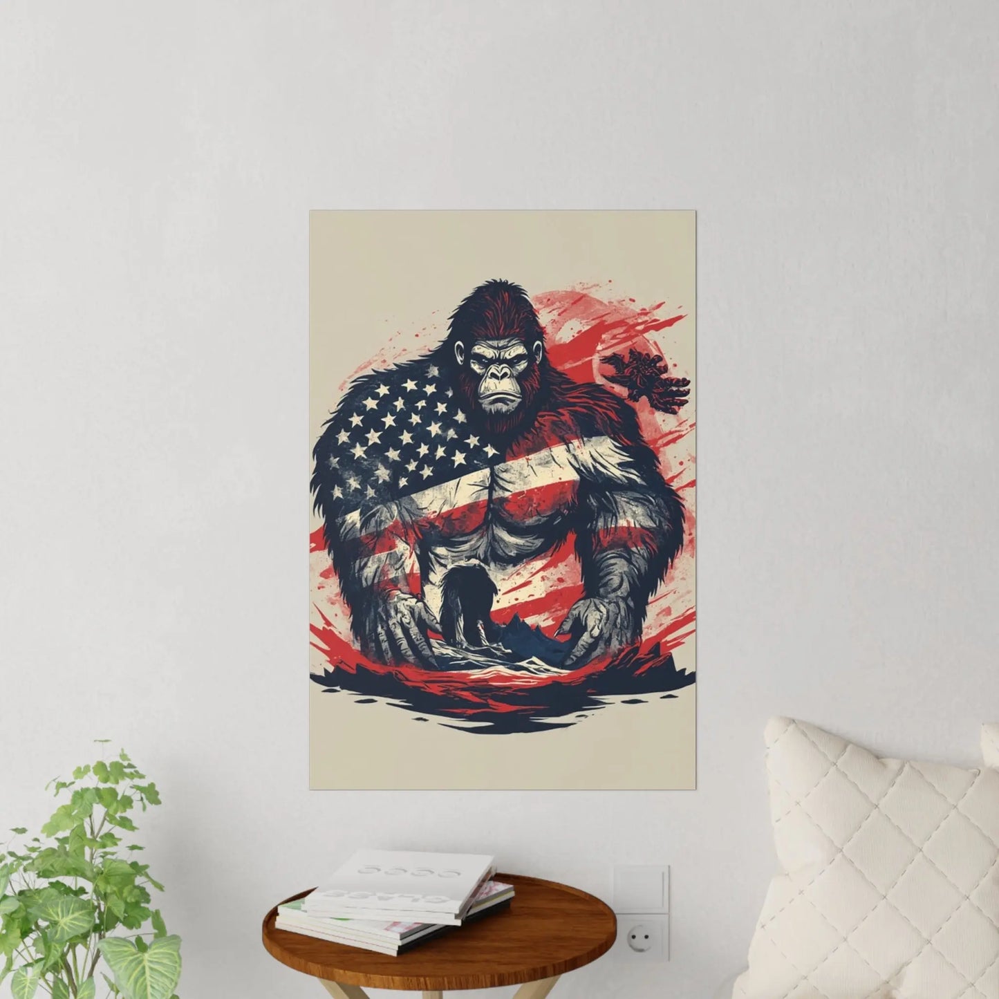 Patriotic Bigfoot Wall Decal Printify