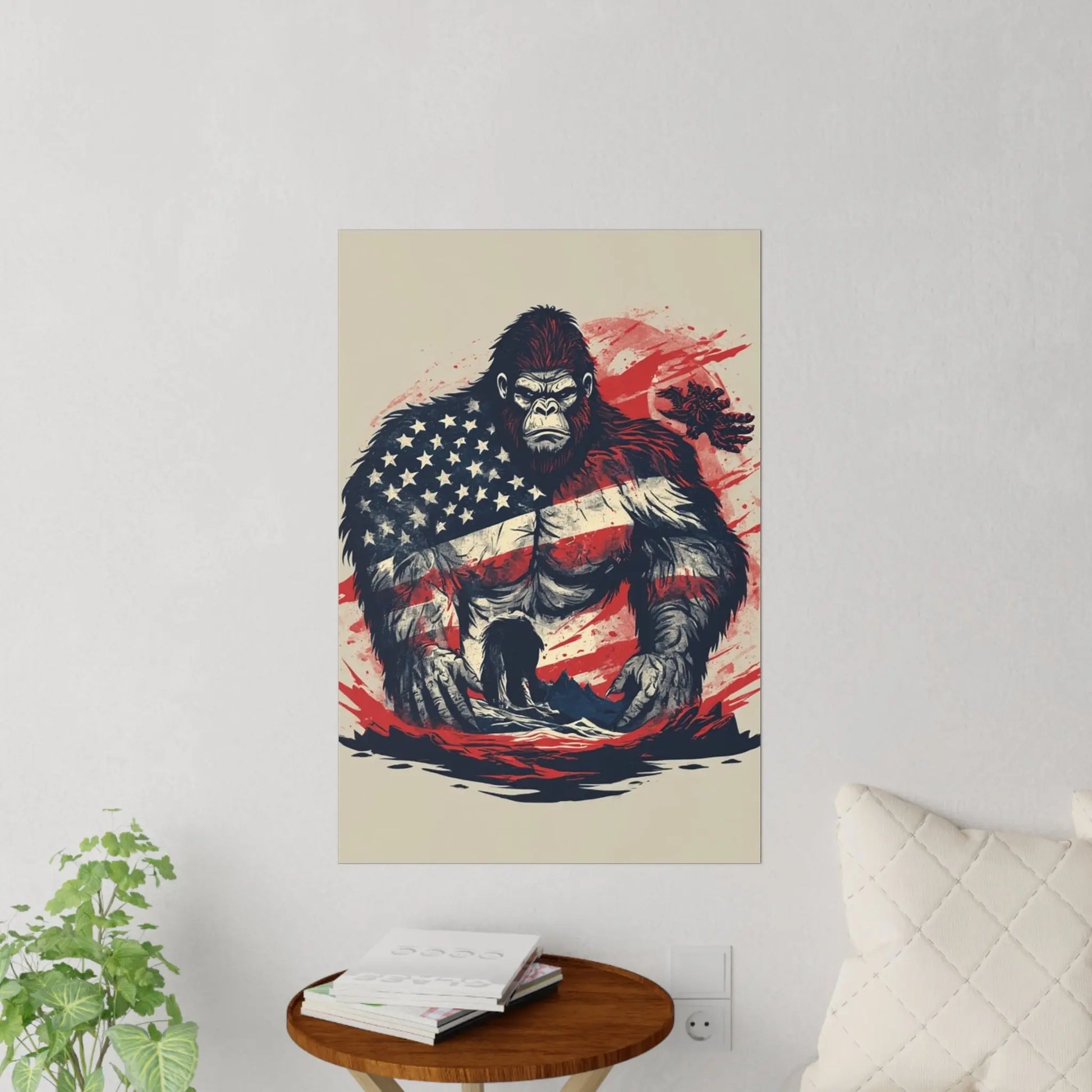 Patriotic Bigfoot Wall Decal Printify