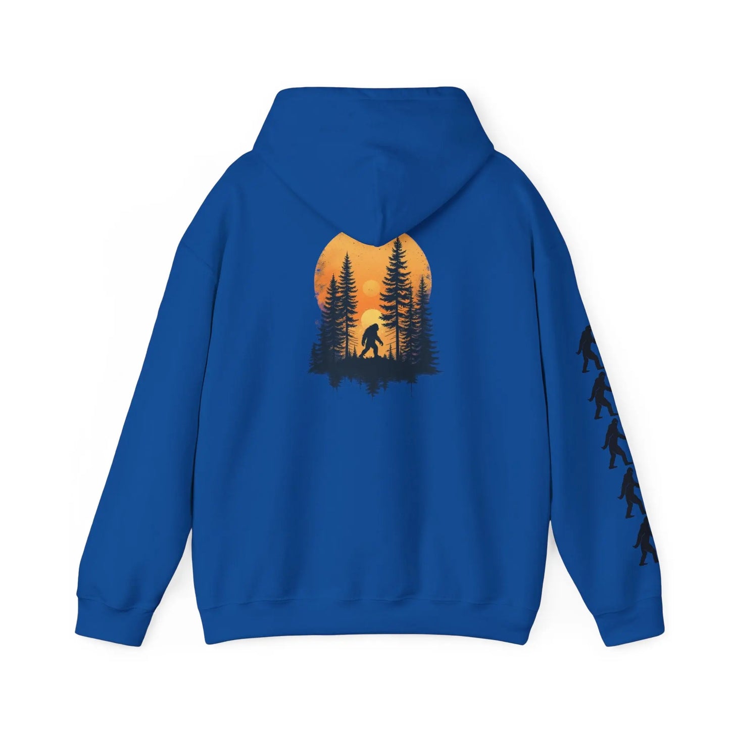Bigfoot Forest Hoodie — Sasquatch Silhouette Sunset Pullover