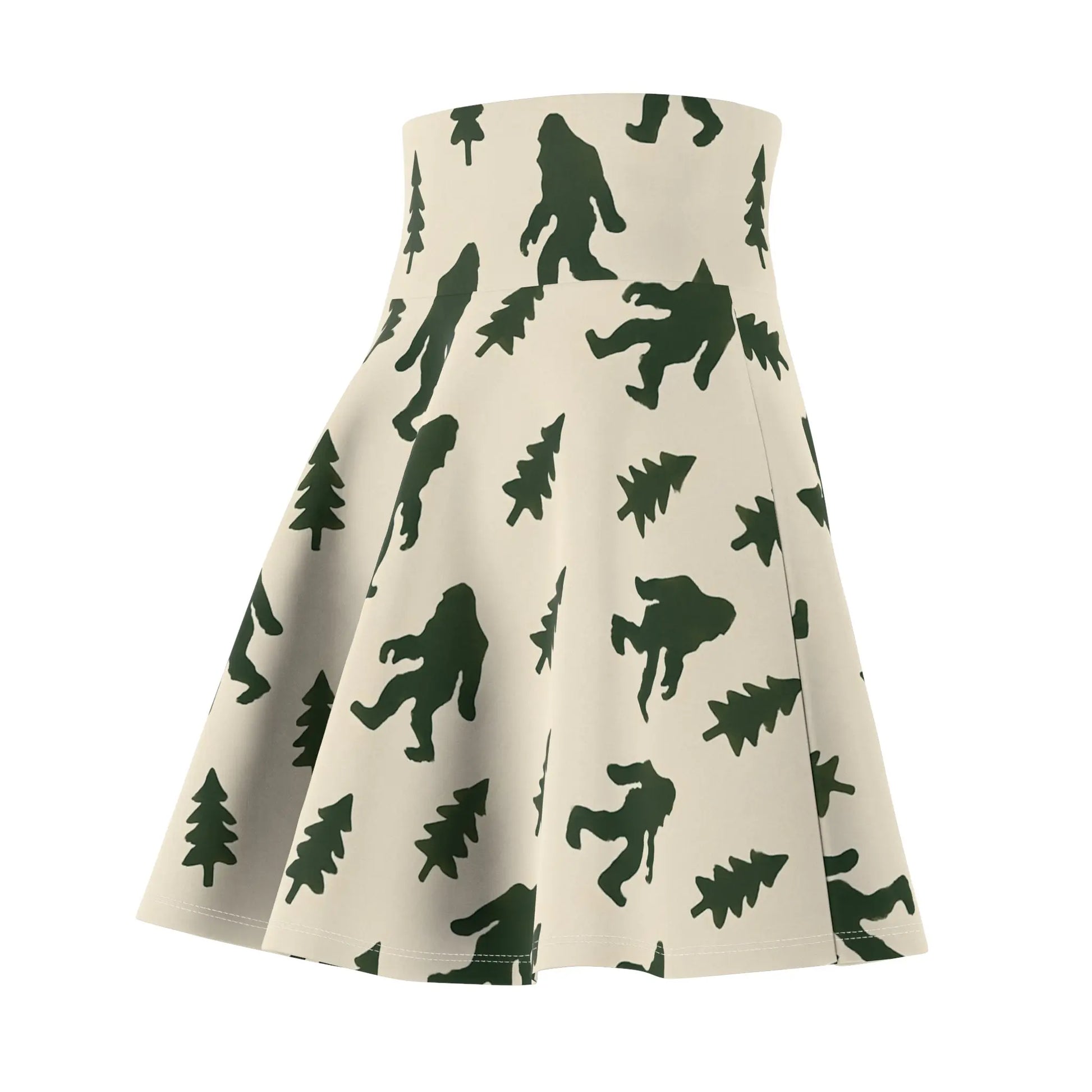 Sasquatch Forest Skater Skirt — Retro Bigfoot Print Printify