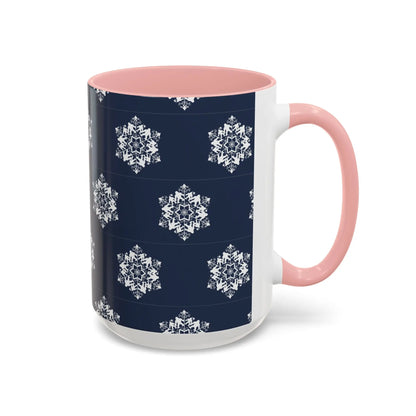 Bigfoot Snowflake Accent Coffee Mug – Navy Holiday Ceramic Cup (11oz/15oz) Printify