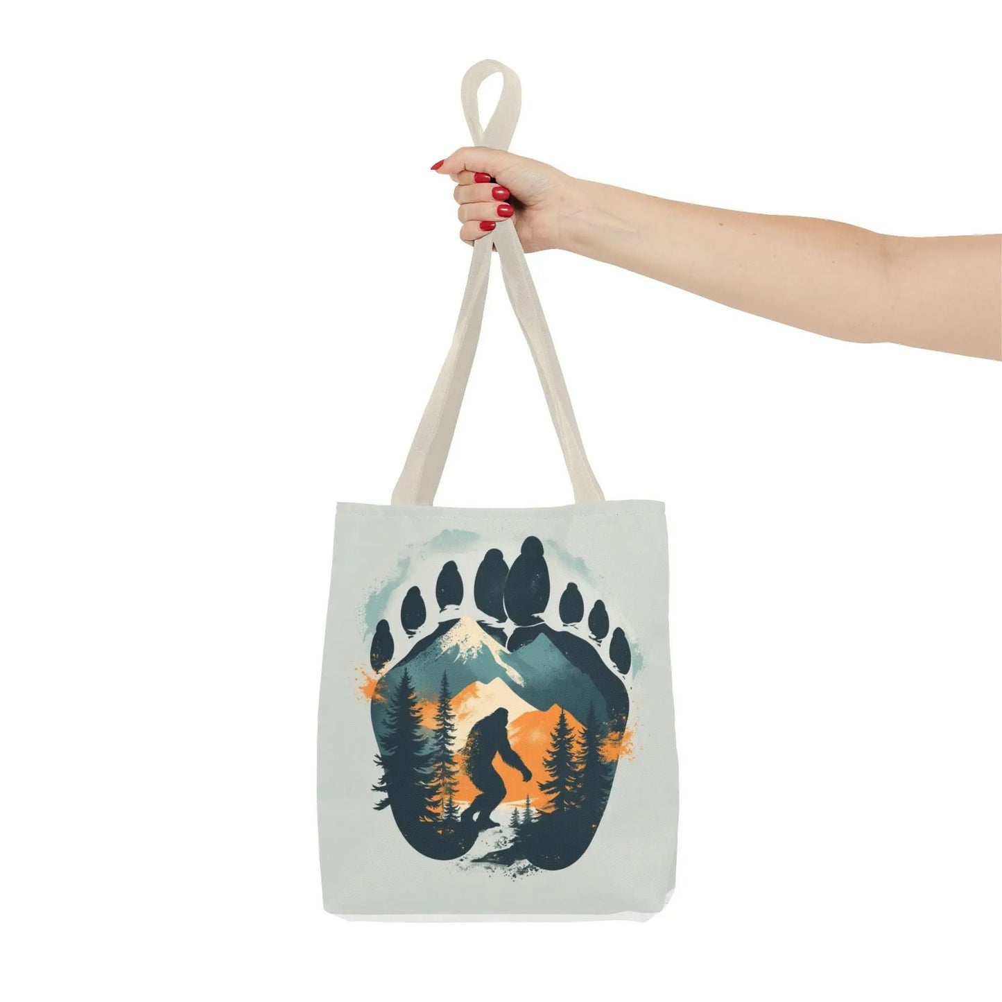 Bigfoot Forest Tote Bag — Sasquatch Mountain Scenic Tote Printify
