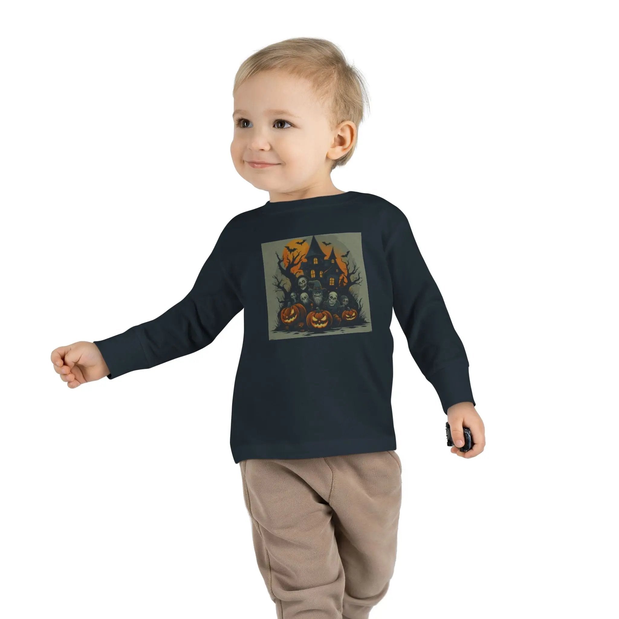 Toddler Halloween Long Sleeve Tee – Spooky Ghosts, Cute Pumpkin Shirt, Costume & Fall Outfit, Kids Party Wear Printify