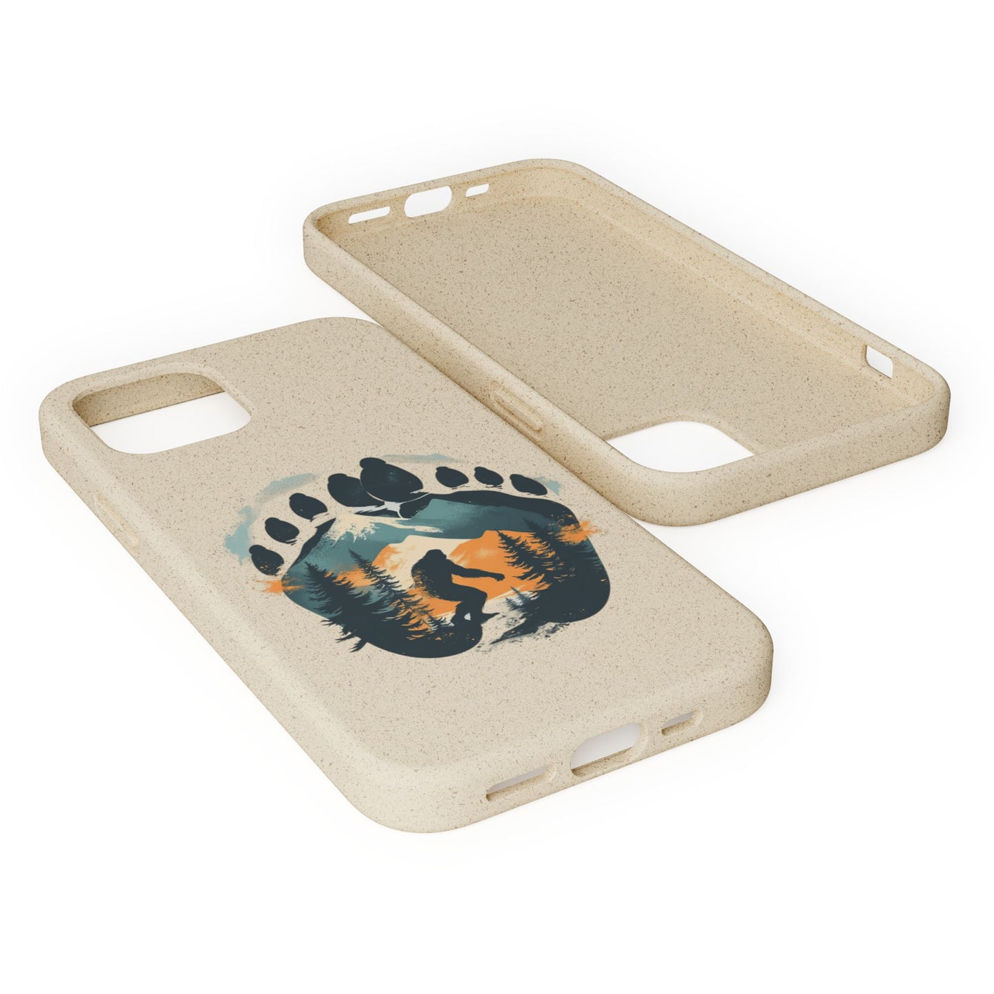 Bigfoot Print Phone Case – Compostable PLA & Bamboo Forest Design Printify