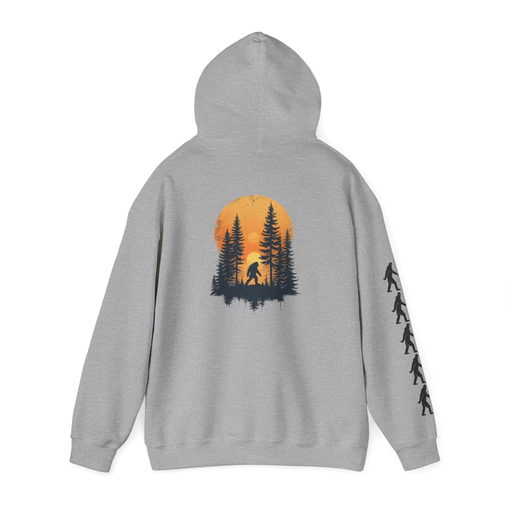 Bigfoot Forest Hoodie — Sasquatch Silhouette Sunset Pullover Printify