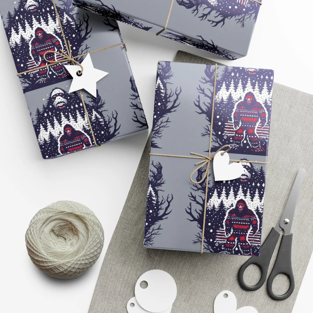 Cozy Bigfoot Gift Wrap Papers – Unique Eco-Friendly Wrapping for Nature Lovers, Holidays & Celebrations Printify