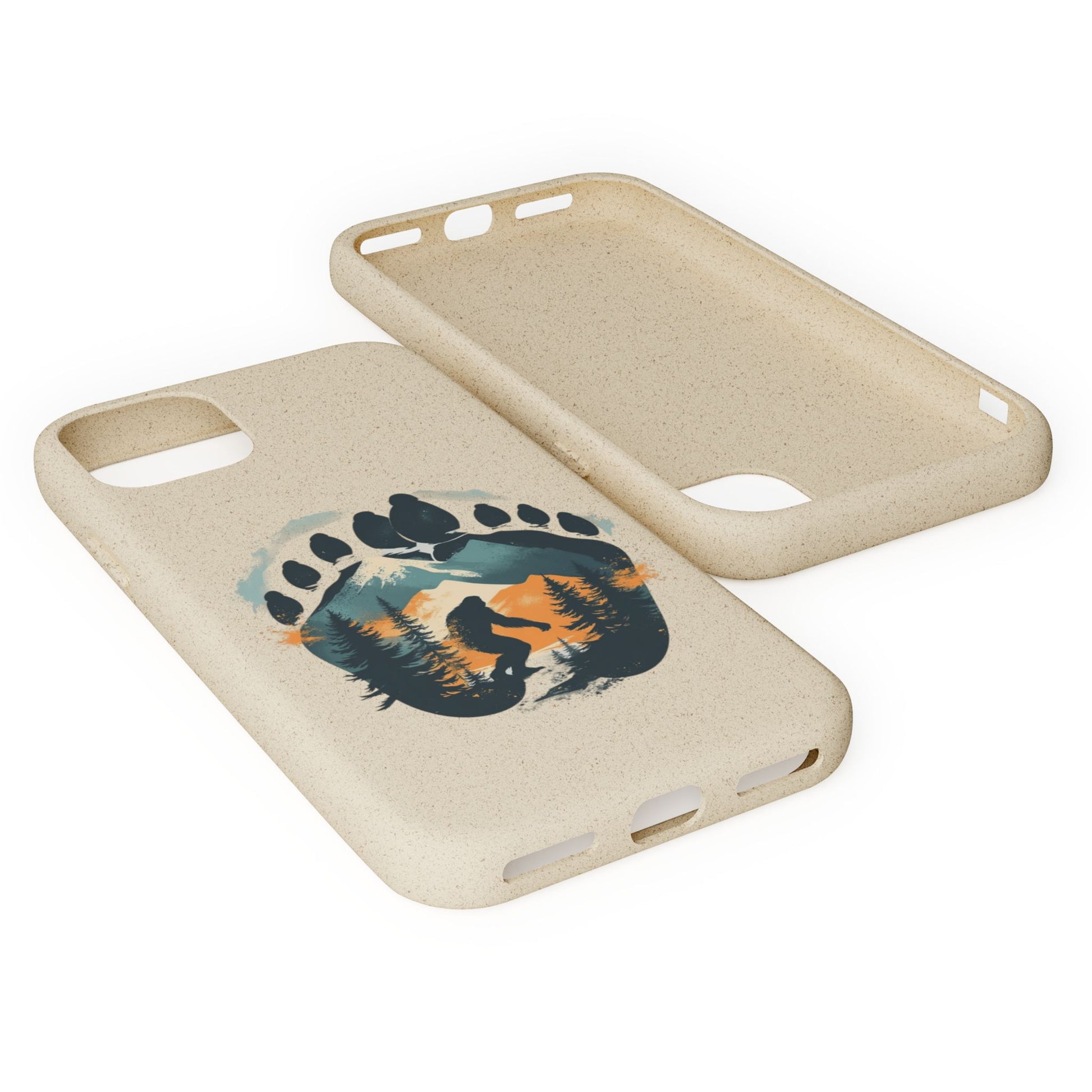 Bigfoot Print Phone Case – Compostable PLA & Bamboo Forest Design Printify