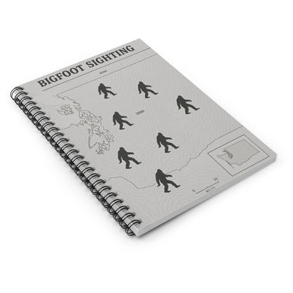 Washington Bigfoot Sightings Spiral Notebook — Ruled Journal for Cryptid Hunters & Outdoor Notes Printify