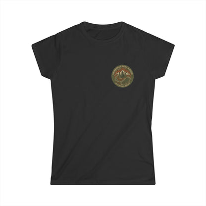 Women's Adventure Mountain Tee — Vintage Outdoor Patch Graphic