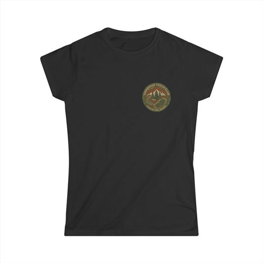 Women's Adventure Mountain Tee — Vintage Outdoor Patch Graphic