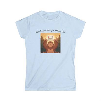 Women's Tee — 'Socially Outdoorsy, Battery Low'
