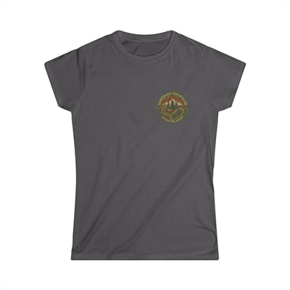 Women's Adventure Mountain Tee — Vintage Outdoor Patch Graphic