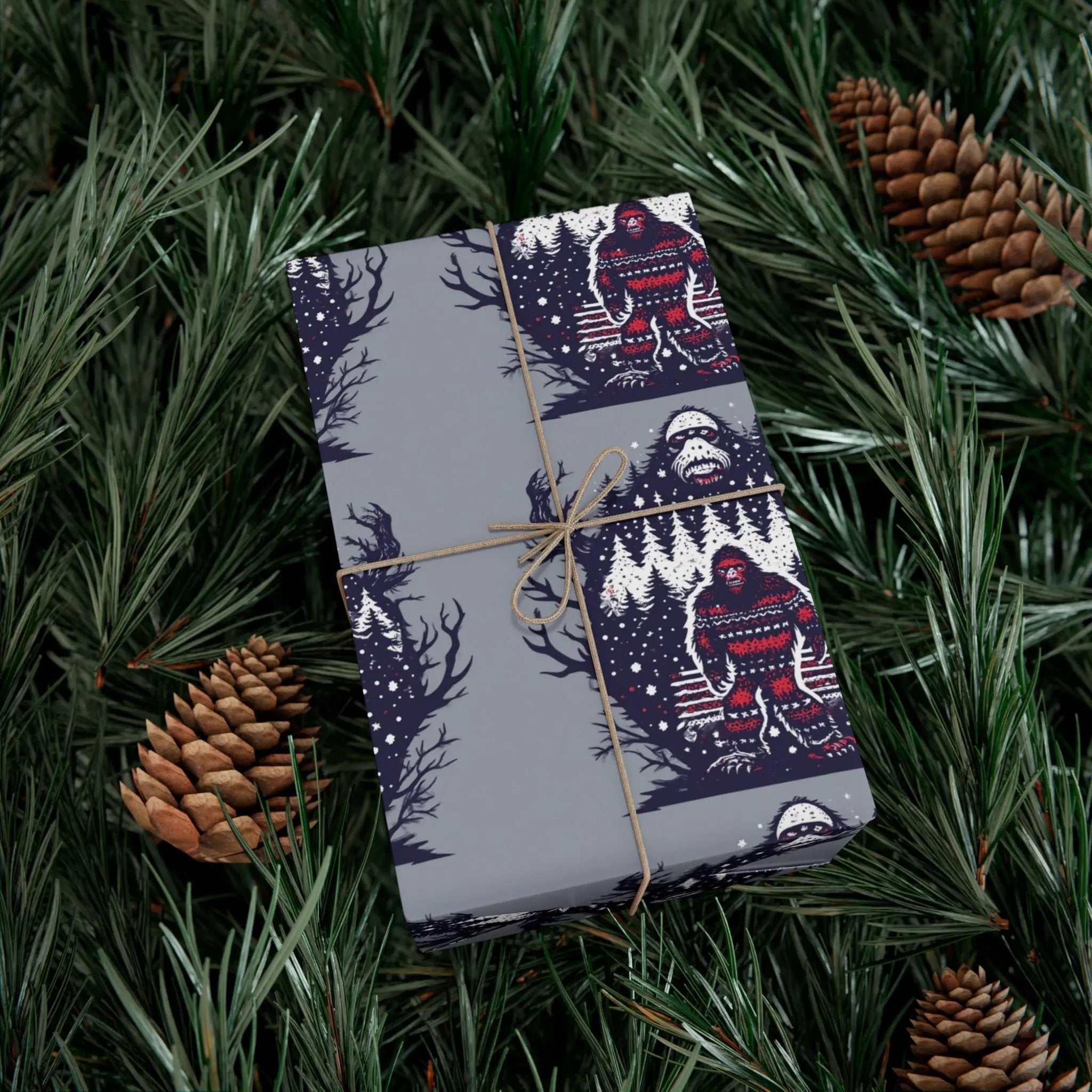 Cozy Bigfoot Gift Wrap Papers – Unique Eco-Friendly Wrapping for Nature Lovers, Holidays & Celebrations Printify