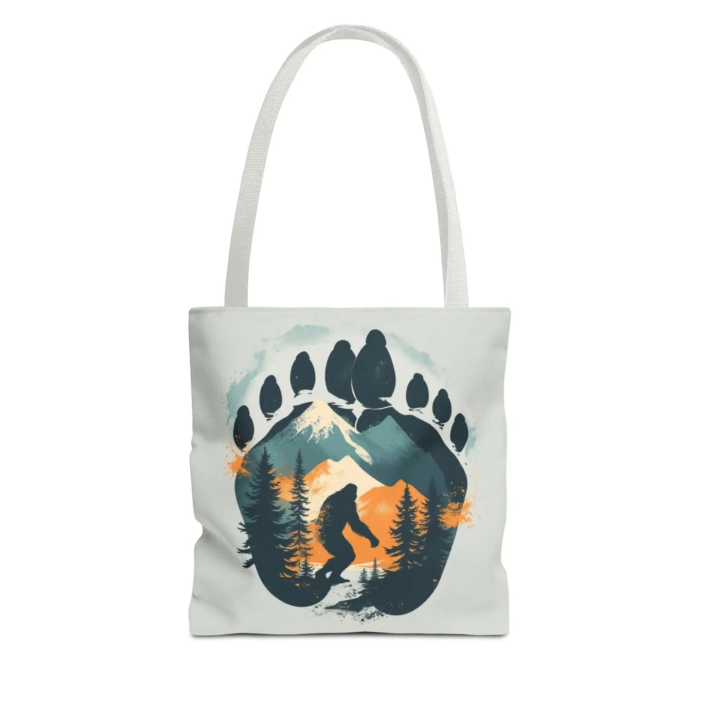 Bigfoot Forest Tote Bag — Sasquatch Mountain Scenic Tote Printify