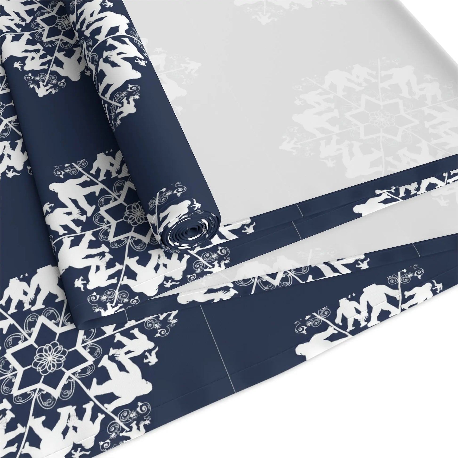 Bigfoot Snowflake Pattern Table Runner — Cotton-Poly Holiday Dinner Decor Printify
