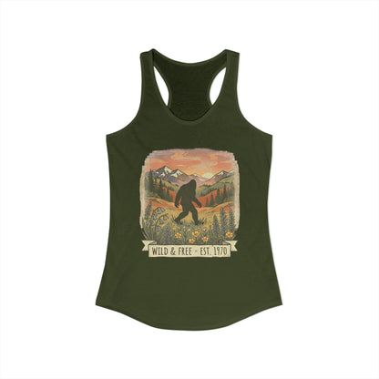 Sasquatch in the Meadow Racerback Tank