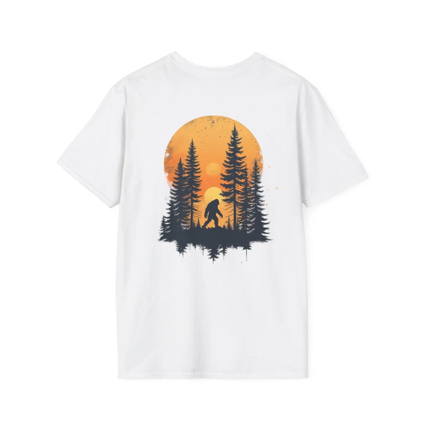 Bigfoot Sunset T-Shirt — Sasquatch Forest Graphic Tee Printify