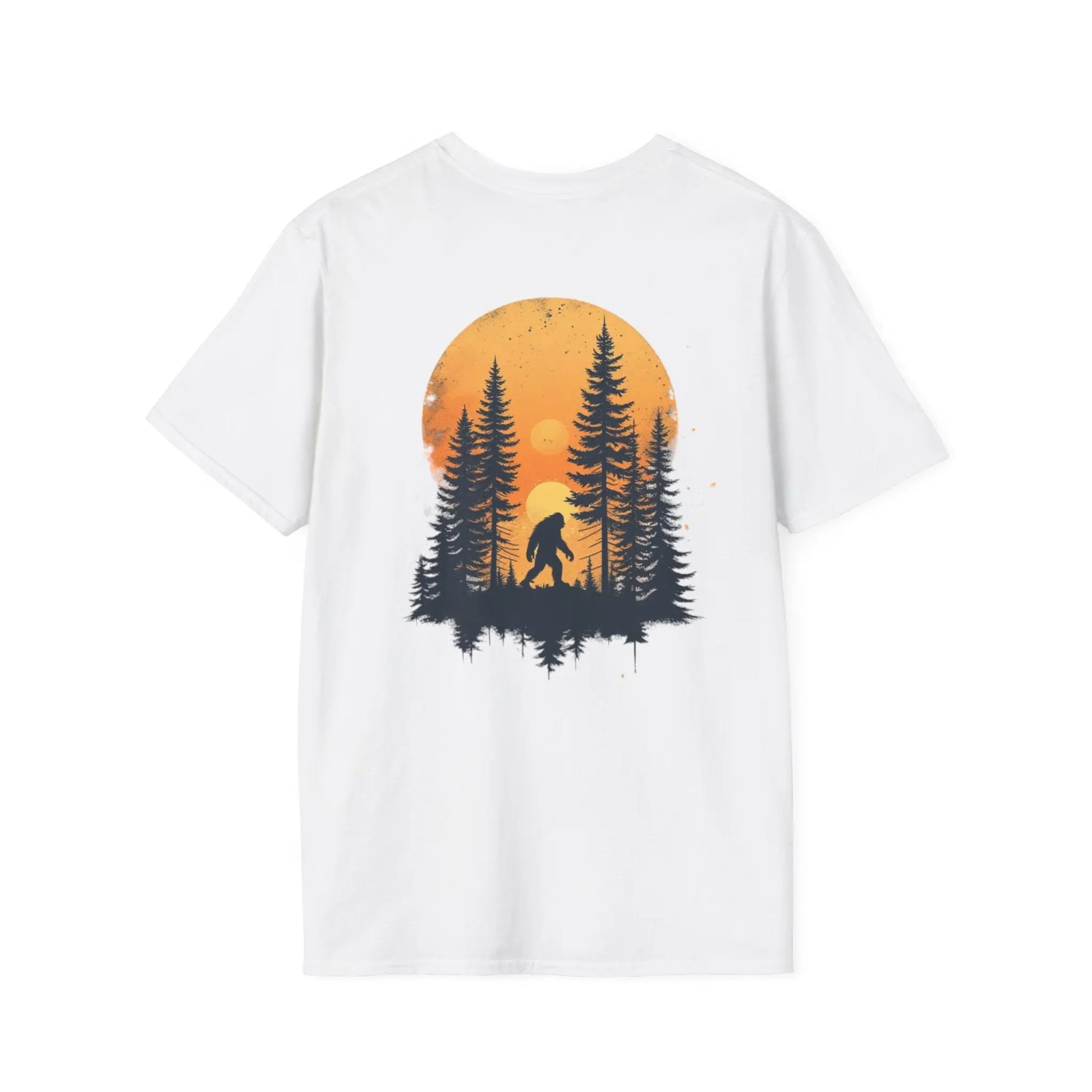Bigfoot Sunset T-Shirt — Sasquatch Forest Graphic Tee Printify