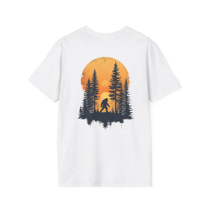 Bigfoot Sunset T-Shirt — Sasquatch Forest Graphic Tee Printify