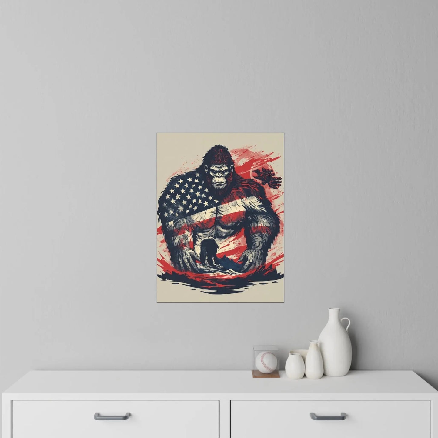 Patriotic Bigfoot Wall Decal Printify