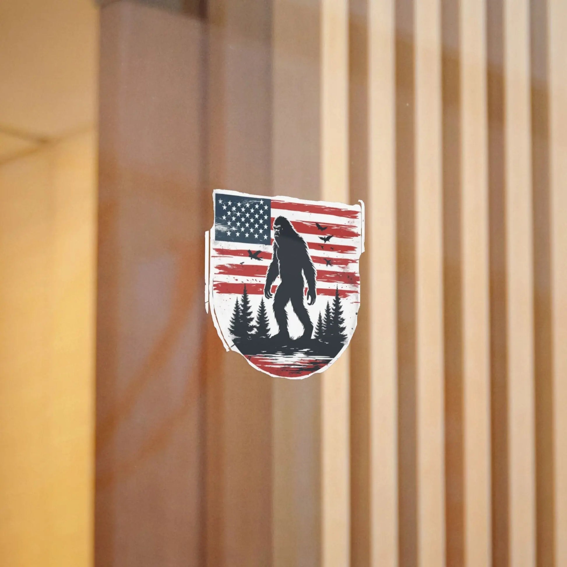 American Bigfoot Sticker — Patriotic Sasquatch Die-Cut Sticker Printify