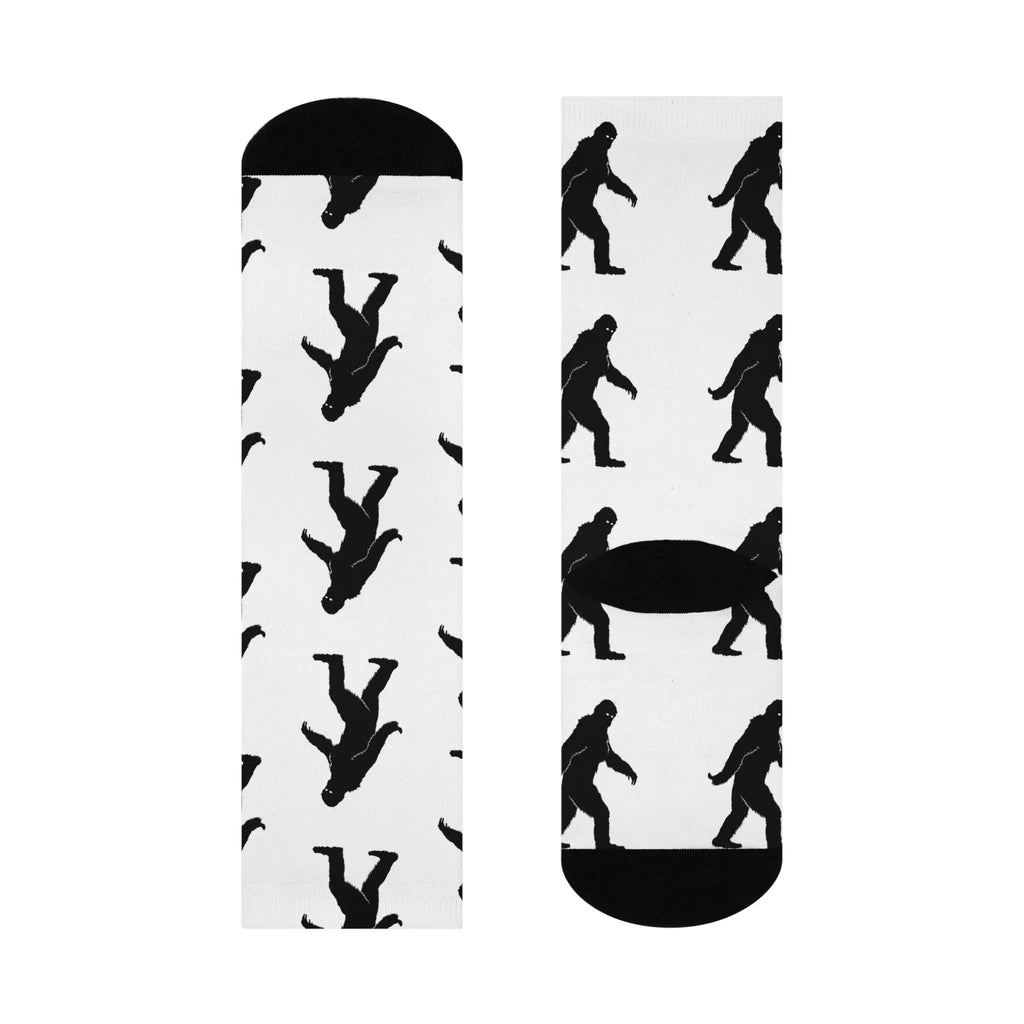 Bigfoot Cushioned Crew Socks – Fun Gift for Outdoor Lovers, Hiking Socks, Unique Patterned & Quirky Fashion Printify