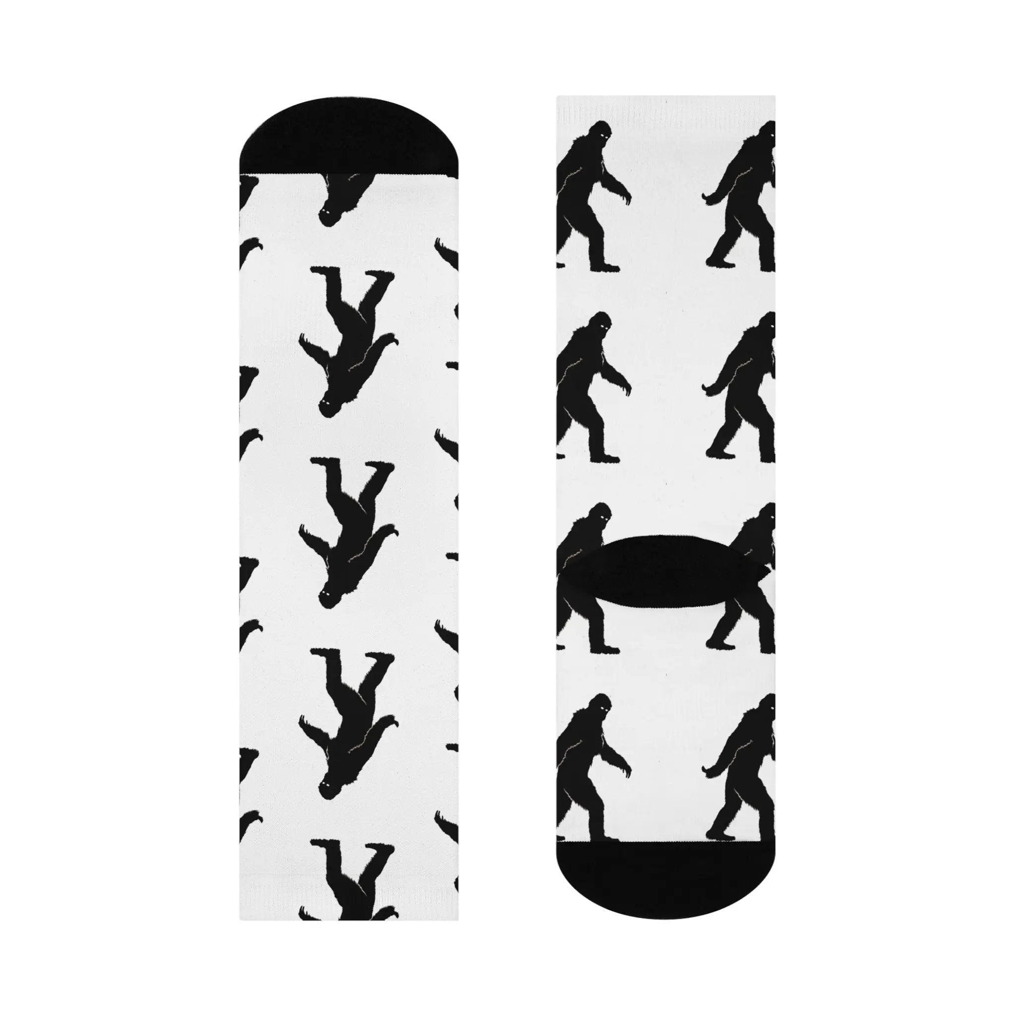 Bigfoot Cushioned Crew Socks – Fun Gift for Outdoor Lovers, Hiking Socks, Unique Patterned & Quirky Fashion Printify