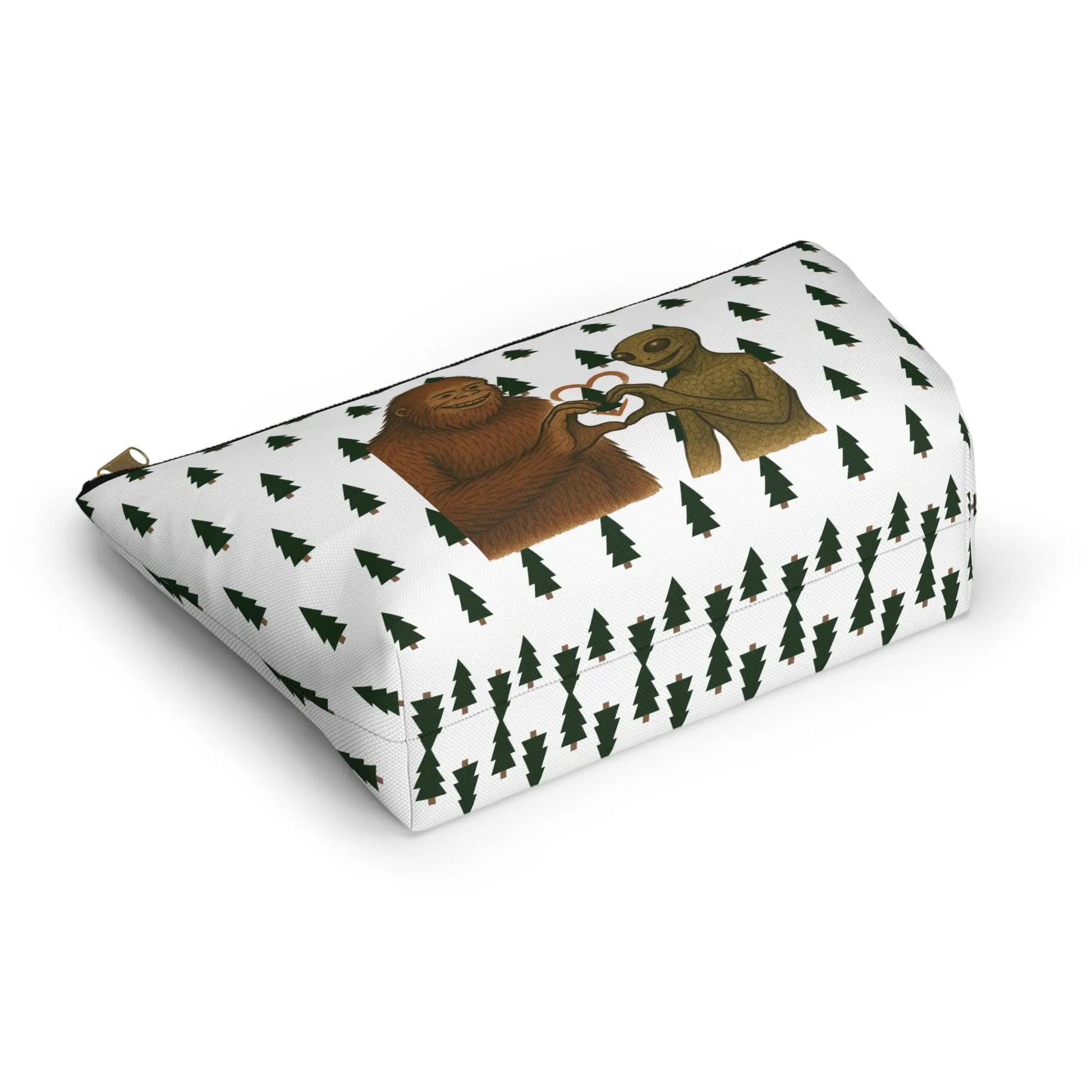 Bigfoot and Alien Accessory Pouch – Woodland Zip-Top Organizer Bag Printify