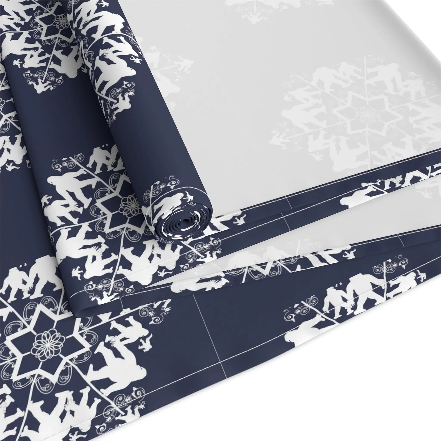 Bigfoot Snowflake Pattern Table Runner — Cotton-Poly Holiday Dinner Decor Printify