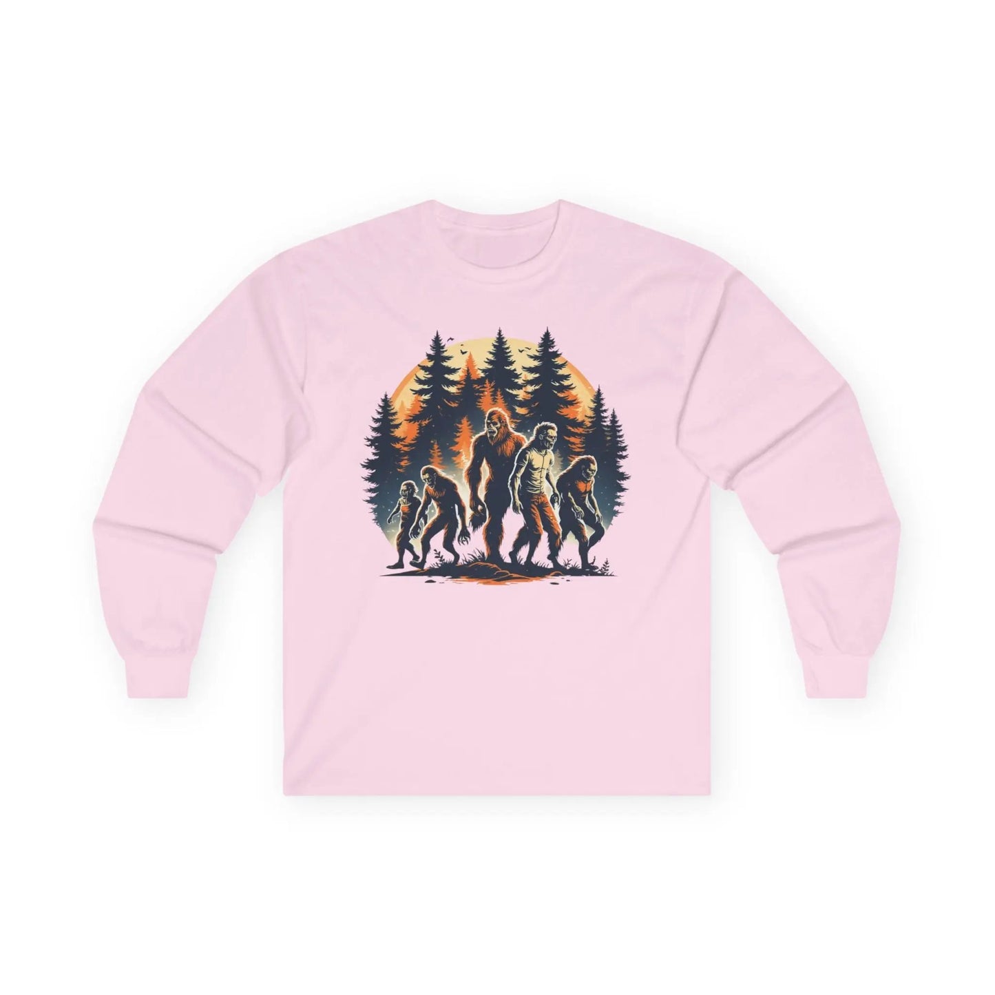 Unisex Bigfoot Long Sleeve Tee – Forest & Camping Shirt, Outdoor Adventure Gift, Halloween & Nature Apparel Printify