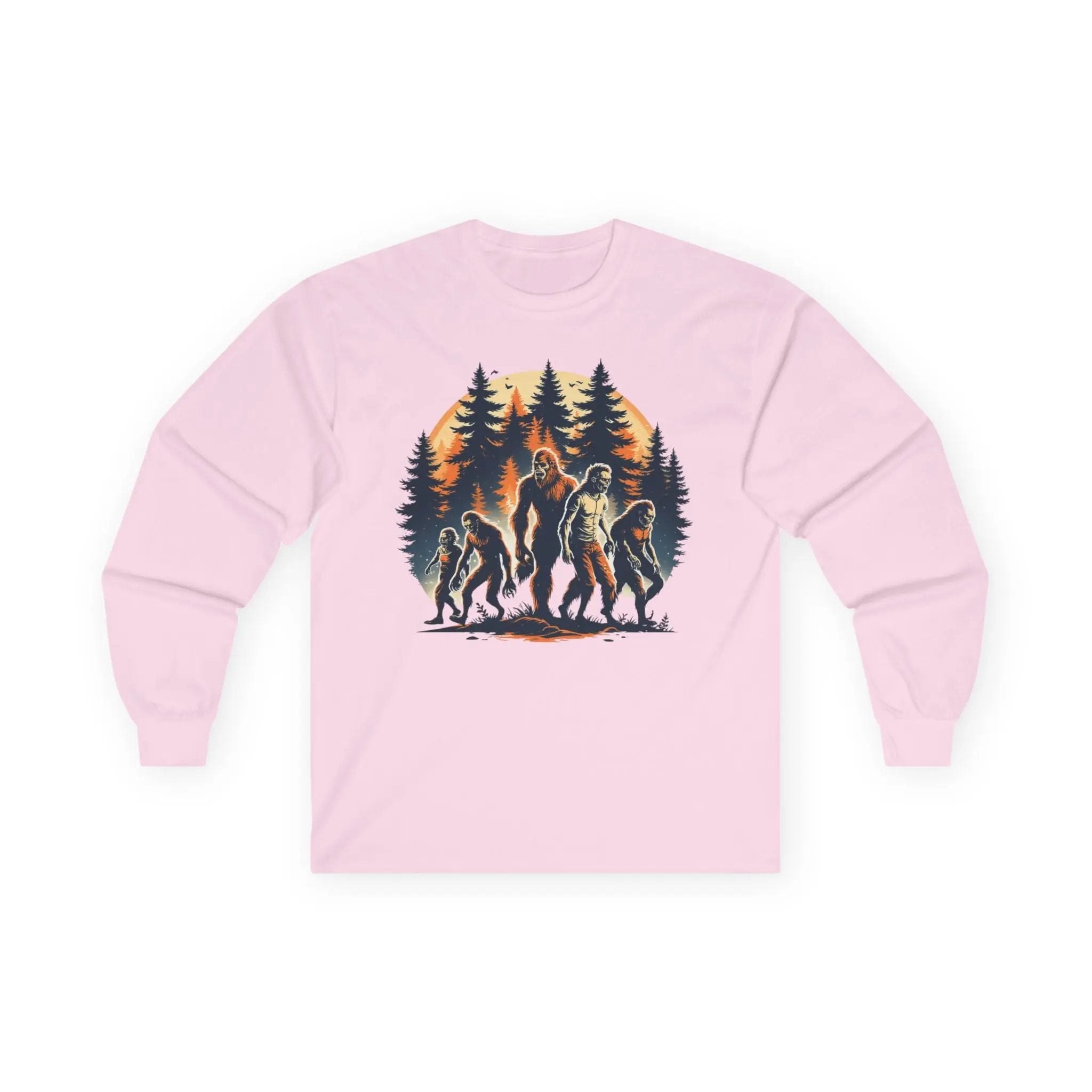 Unisex Bigfoot Long Sleeve Tee – Forest & Camping Shirt, Outdoor Adventure Gift, Halloween & Nature Apparel Printify
