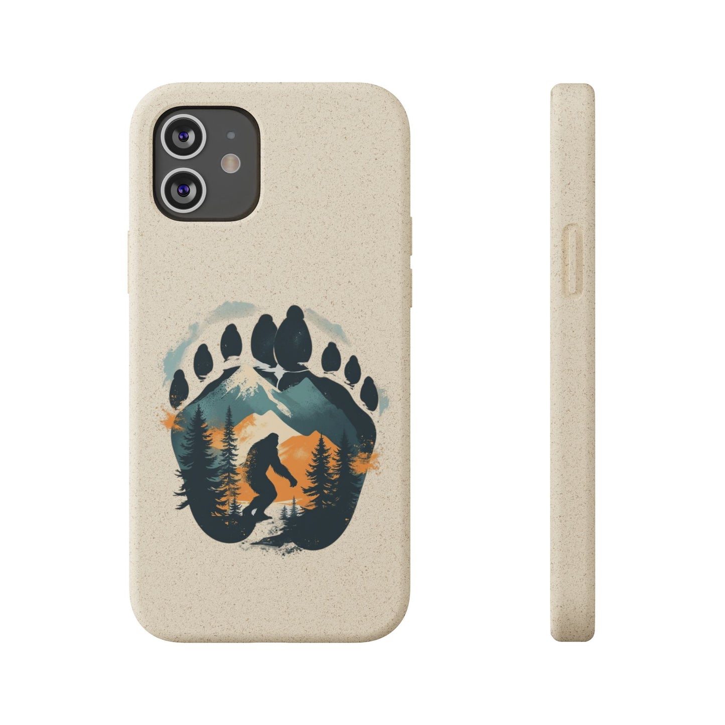 Bigfoot Print Phone Case – Compostable PLA & Bamboo Forest Design Printify