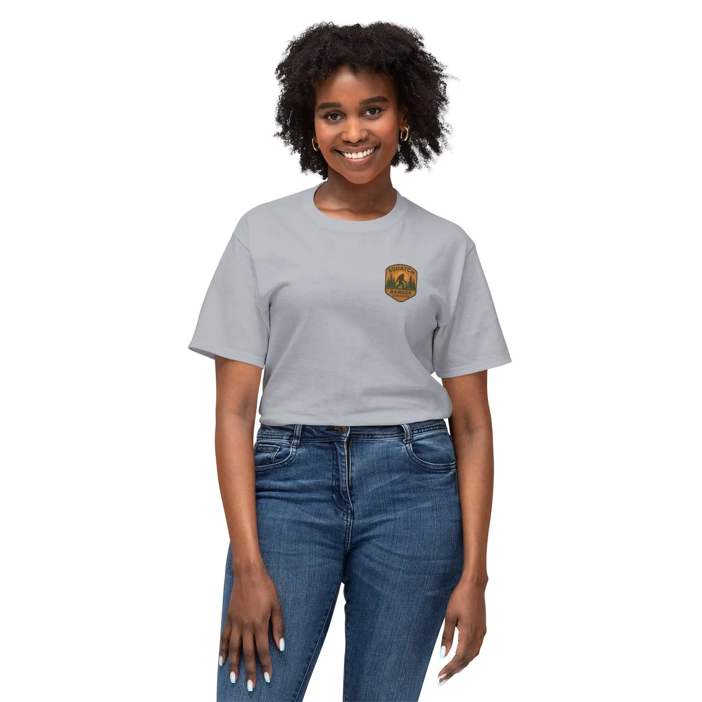 Adventure Patch T-Shirt — Vintage Mountain Forest Logo Tee | Outdoors Lifestyle Shirt