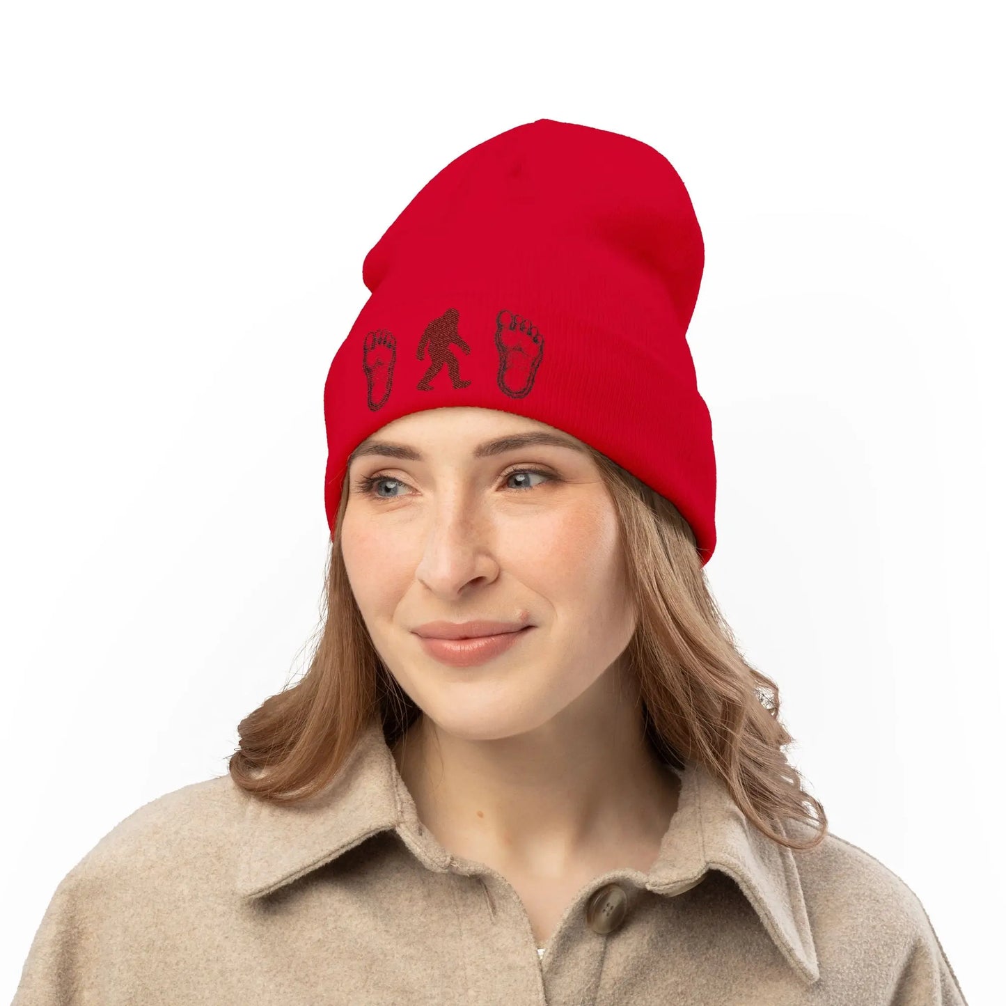 Embroidered Sasquatch Beanie – Cozy Knit Hat for Bigfoot Lovers