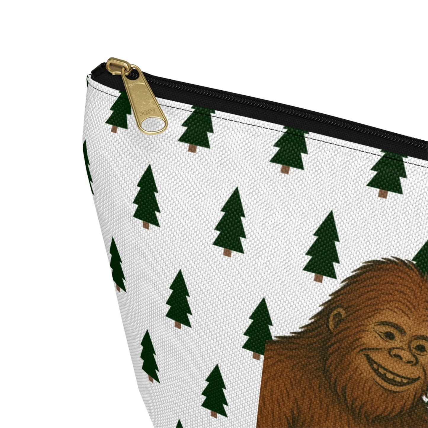 Bigfoot and Alien Accessory Pouch – Woodland Zip-Top Organizer Bag Printify