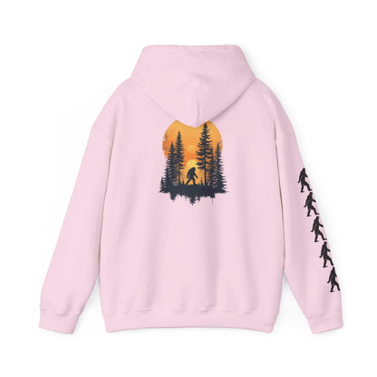 Bigfoot Forest Hoodie — Sasquatch Silhouette Sunset Pullover