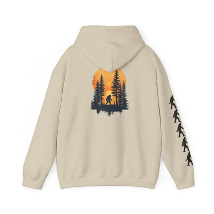 Bigfoot Forest Hoodie — Sasquatch Silhouette Sunset Pullover Printify